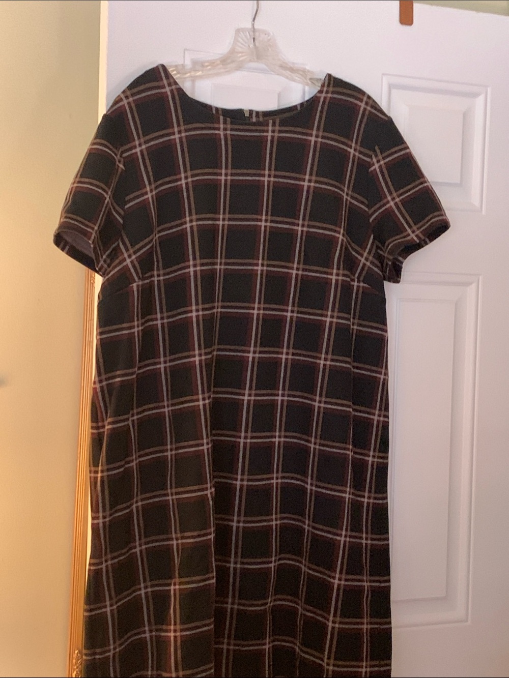 Ann Taylor Black Plaid Short-Sleeve Mini Dress